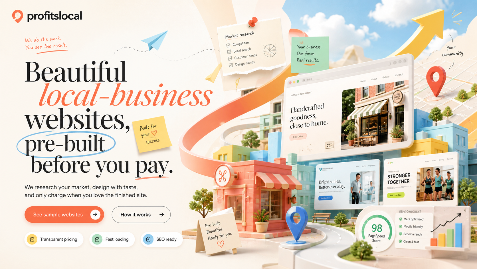 Local business website preview collage